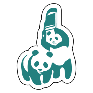 Funny Panda Fight Sticker (Turquoise)
